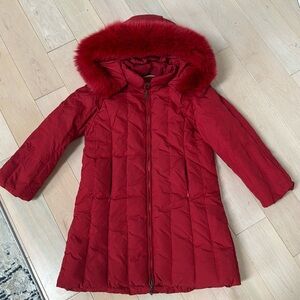 Manudieci made in Italy luxury girls down warm real fur trim hood coat